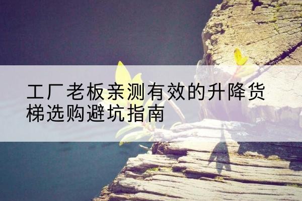 金水升降货梯怎么选-工厂老板亲测有效的升降货梯选购避坑指南